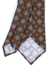 MARIKA unlined brown tailored tie in linen/silk